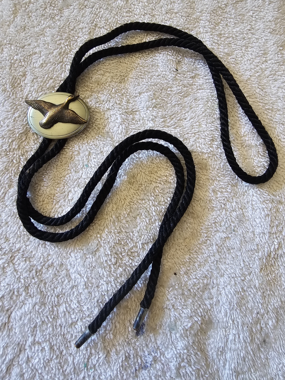 Black Rope Bolo Tie with Duck Design